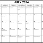 National Calendar July 2024 Calendar 2024 Printable Calendar 2025