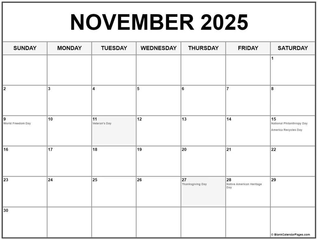 National Calendar November 2025 Sebastian Mackrell