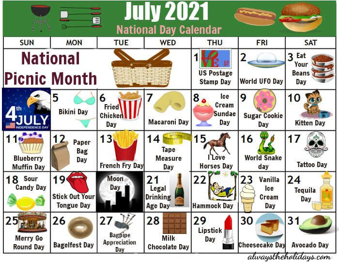 National Days In July National Holidays Silly Holidays August 