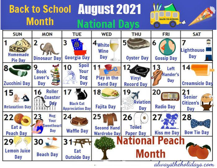 National Days To Celebrate In August