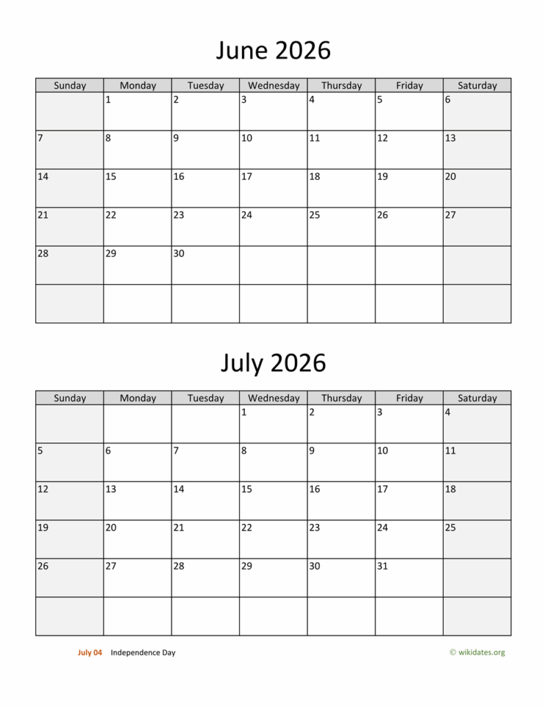 Navigating Time A Comprehensive Look At June And July 2026 Calendars 
