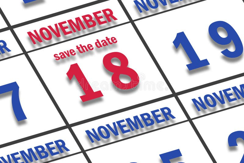 November 18th Day 18 Of Month calendar Date Month And Day Glows On 