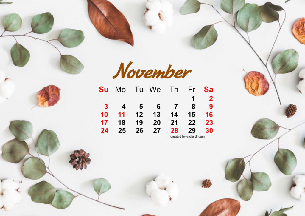 November 2022 Desktop Calendar Wallpaper Printable Word Searches