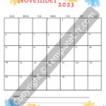 November 2023 Calendar Template With Holidays In PDF Excel
