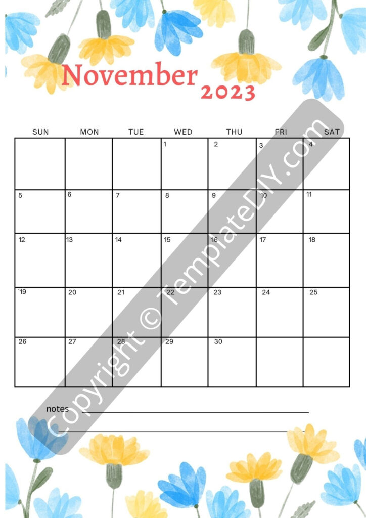 November 2023 Calendar Template With Holidays In PDF Excel