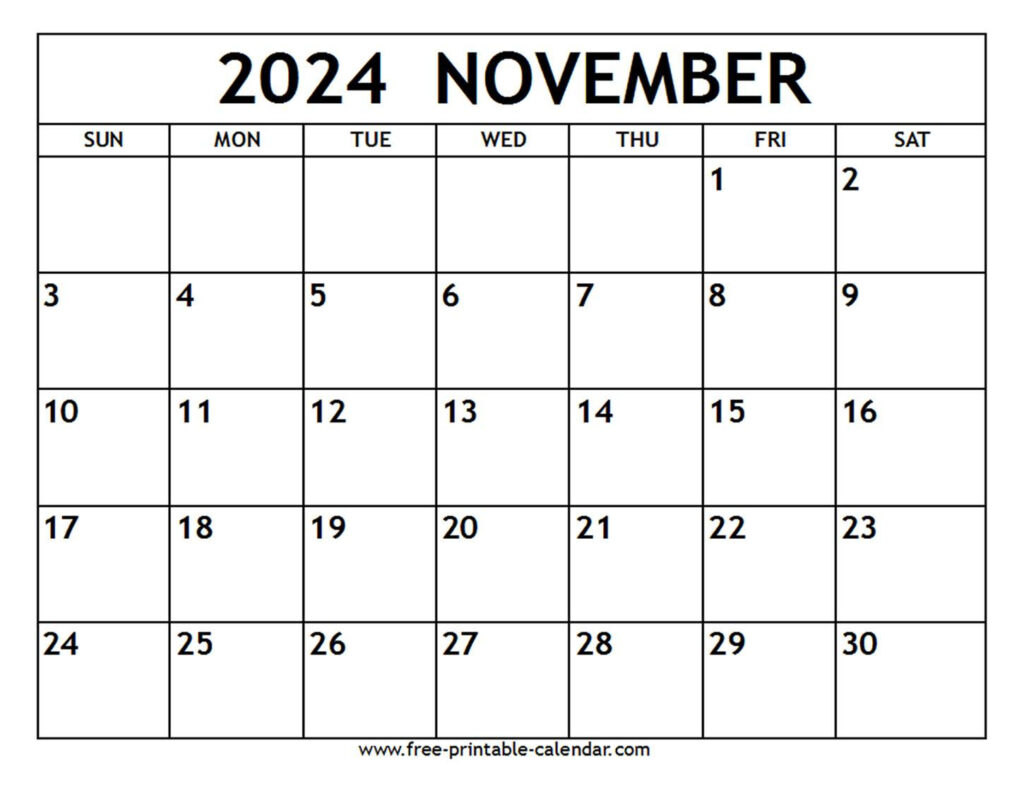 November 2024 Calendar Free printable calendar