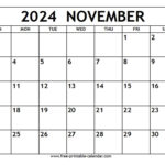 November 2024 Calendar Free printable calendar