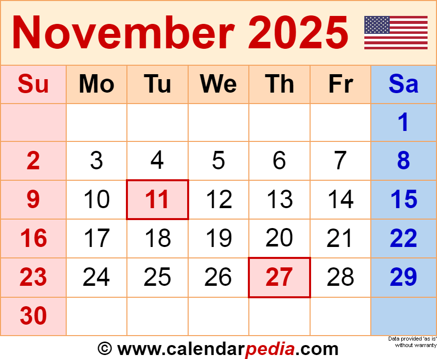 November 2025 Calendar Public Holidays Moises Cote