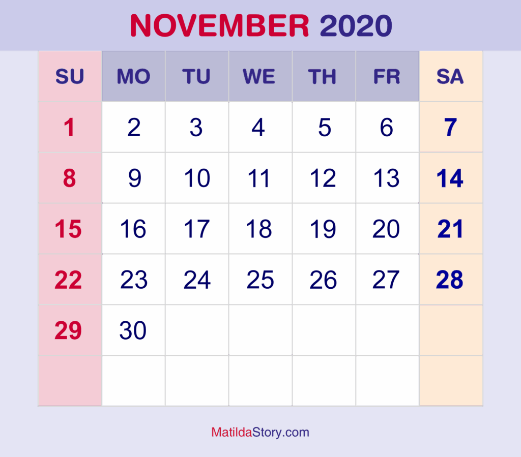 November 39 S Calendar Naoma Vernice