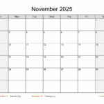 November Calendar 2025 Printable Free Excel Sheet Javier Logan
