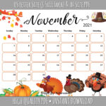 November Calendar Free Printable