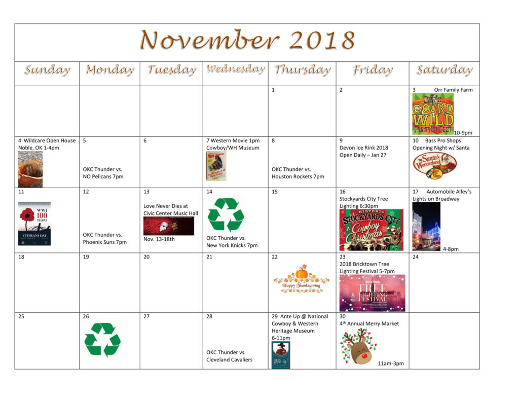 November Calendar Of Events Harvest Hills South