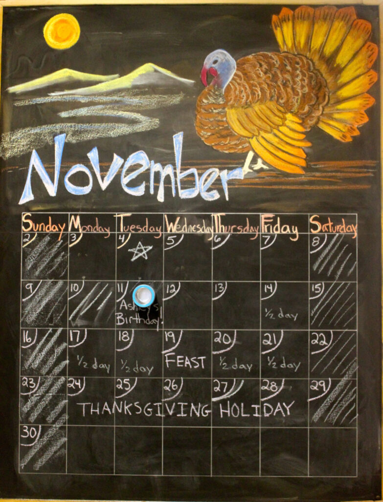 November Chalkboard Calendar Printable And Enjoyable Learning