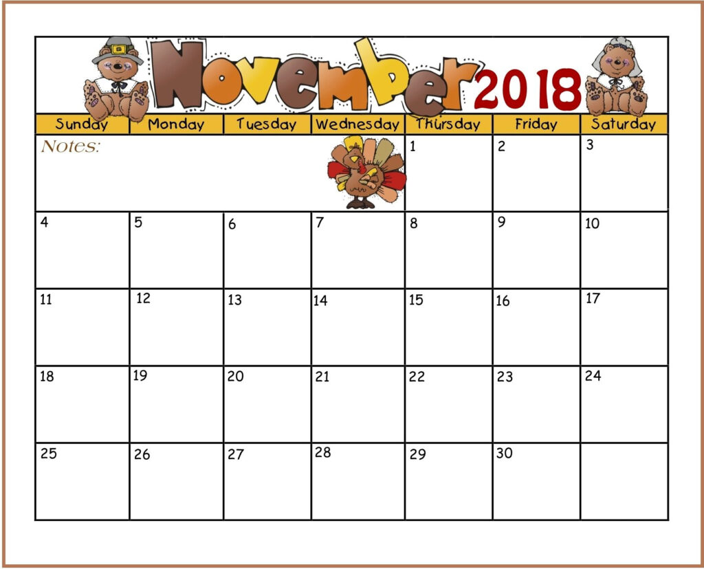 November Clipart Monthly Calendar November Monthly Calendar 