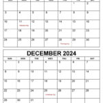 November December 2024 Calendar Printable 2025 Calendar Printable