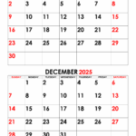 November December 2025 January 2025 Calendar Pagemaker James C Mason