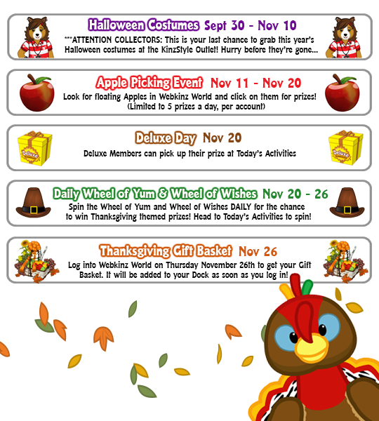 November Events Calendar WKN Webkinz Newz