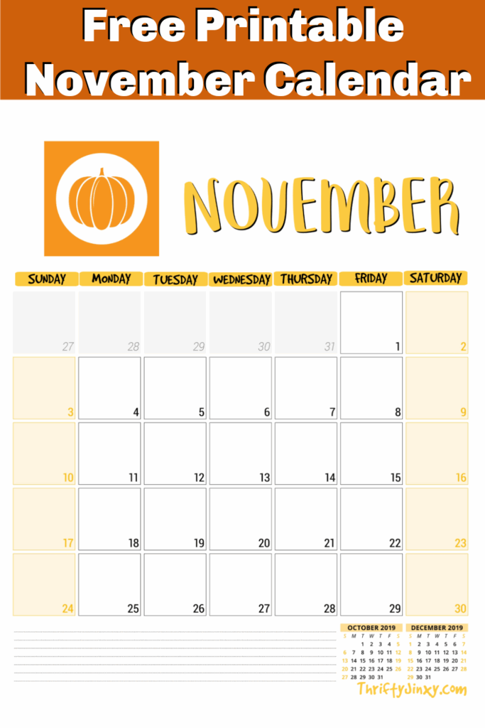 November Fall Calendar Jessi Lucille