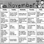 November Kindergarten Homework Calendar Common Core Aligned TpT