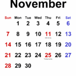 November Month Calendar