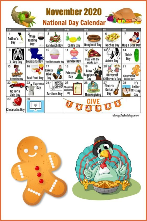 November National Holidays Calendar Farah Chrystal