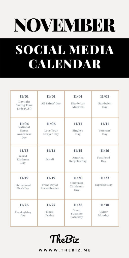 November Social Media Calendar Holidays And Days Of Observance