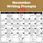 November Writing Prompts Calendar For Kids