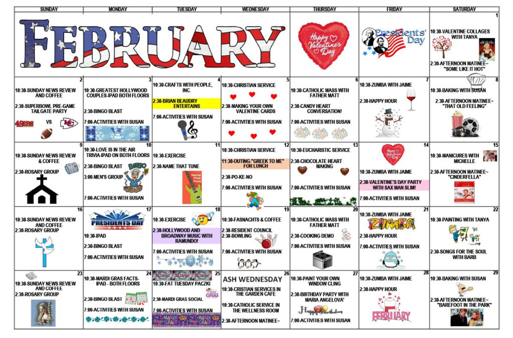 Nursing Home Activity Calendar Ideas
