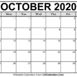 October 2020 Printable Calendar 123Calendars