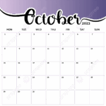 October 2023 Month Calendar Gradient 2023 Month October PNG And