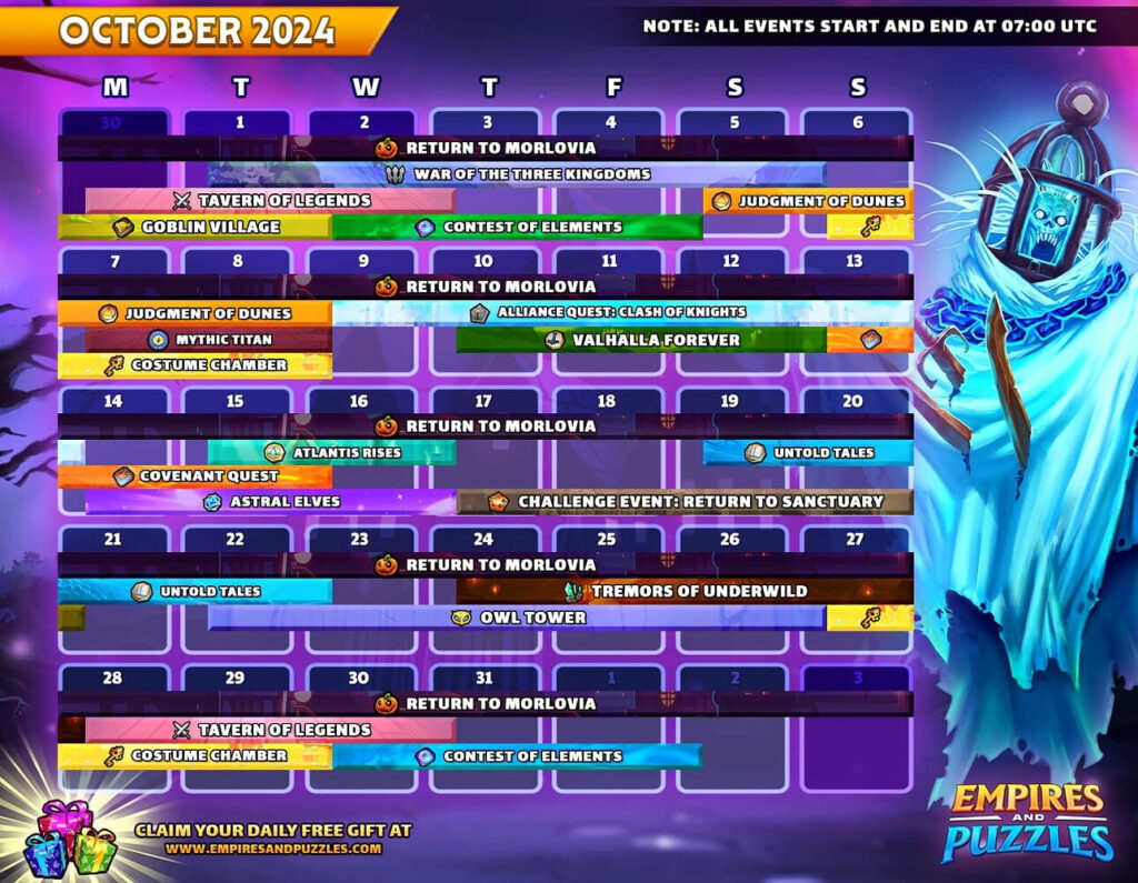 October 2024 Calendar Of Events Empires Puzzles