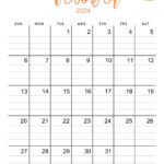 October 2024 Calendar Printable With Lines Printable Calendar 2024