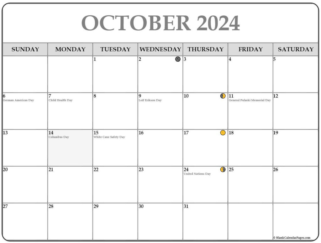 October 2024 Full Moon Calendar With Holidays Kati Carmela