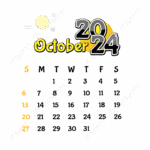 October 2024 Transparent Vector Design October 2024 Calendar October