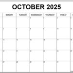 October 2025 Calendar Free Printable Calendars