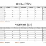 October And November 2025 Calendar With Notes Online J Hannah Stroud