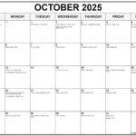 October Calendar 2025 With Holidays Charles E Stobie