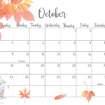 October Calendar Printable Free
