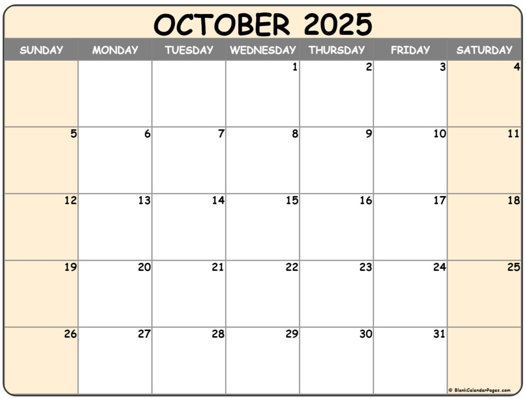 October Calendar Template