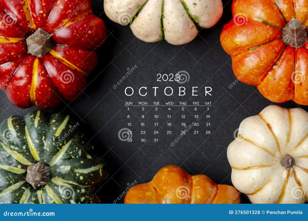 October Calendar With Pumpkins Celka Madelyn