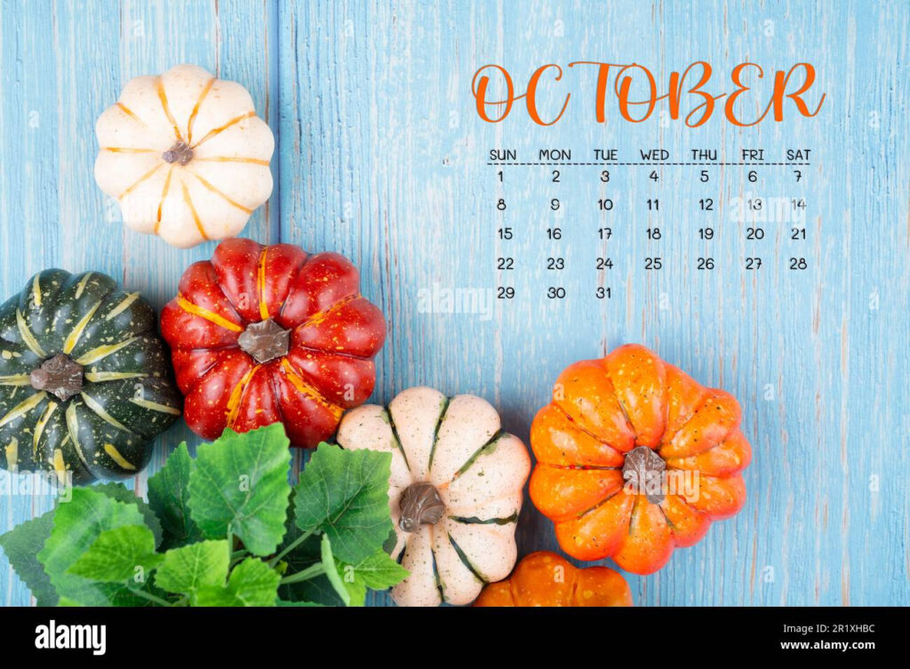 October Calendar With Pumpkins Celka Madelyn