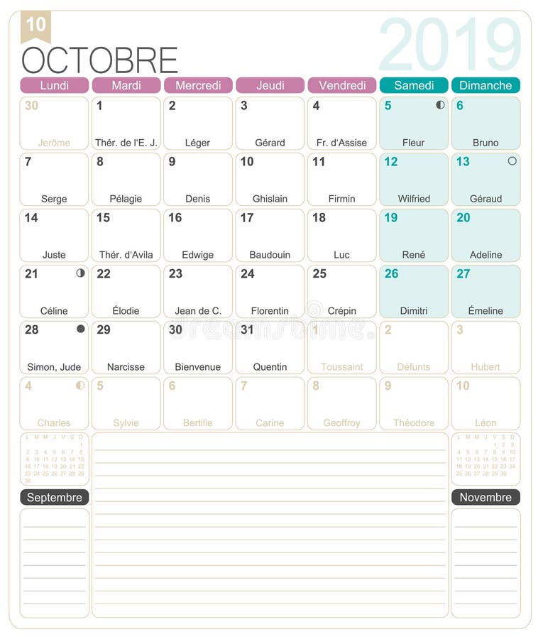 October French Calendar Amie Lynnet