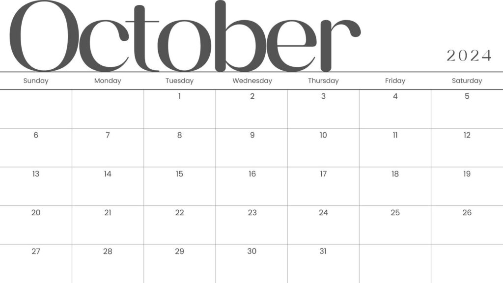 October Month 2024 Calendar Printable Calendar 2025
