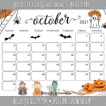 October Month Calendar 2023 Halloween Planner Printable Pumpkin