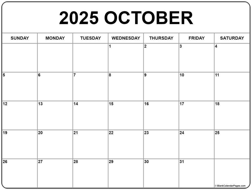 October Month Printable Calendar