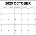 October Month Printable Calendar
