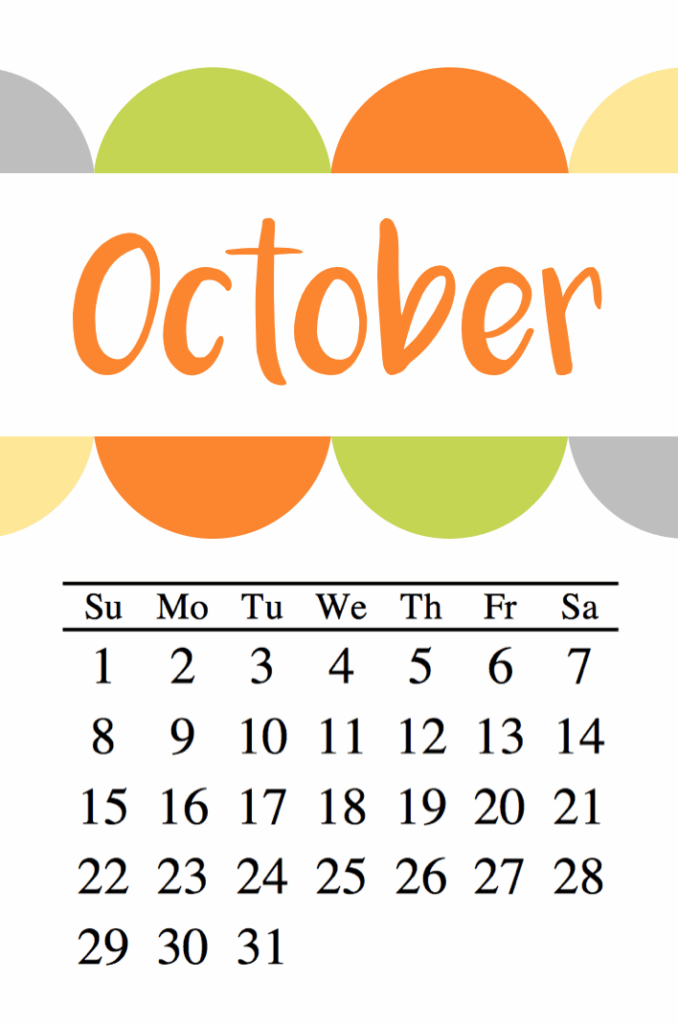 October Month Printable Calendar
