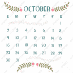 October Month White Transparent Cute October Month Calendar Calendar