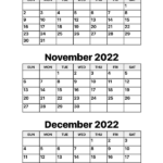 October November And December 2022 Calendar Calendar Options
