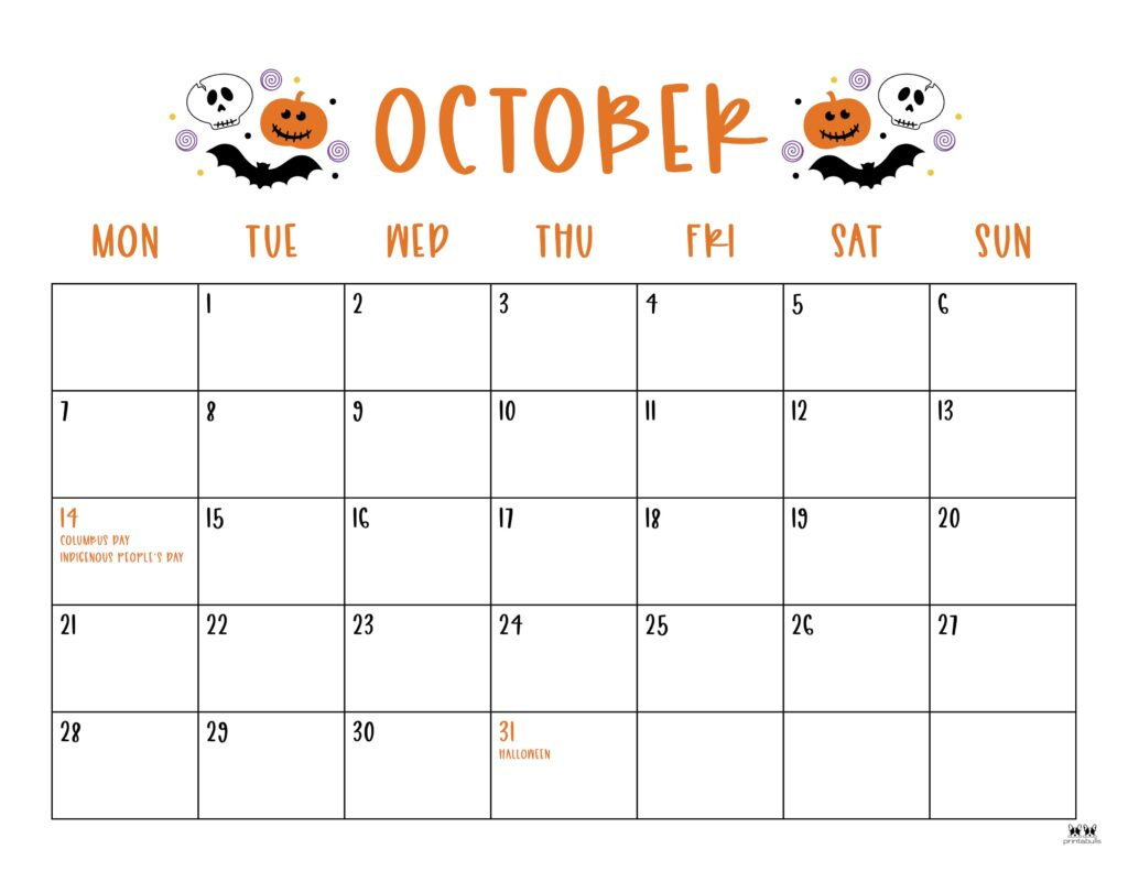 October Printable Calendar 2024 Monday Start Printable Calendar 2025